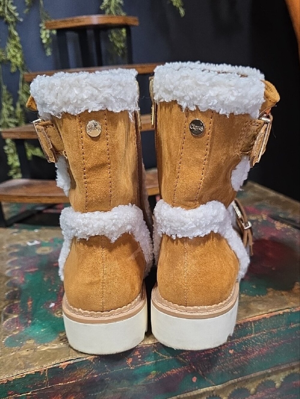 Circus by Sam Edelman Tan Suede Like Shearling Buckle Boots - Picture 8 of 12